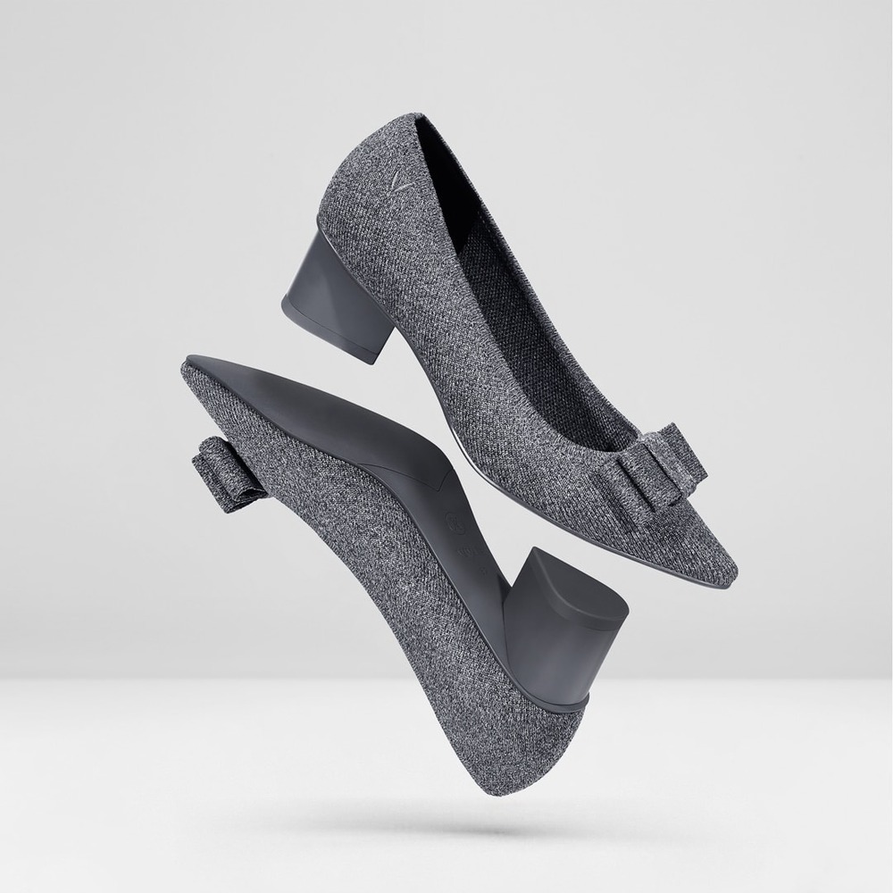 VIVAIA Pointed-Toe Bow Heels Gray | EU 40 / US 9 Knit Elegant - Picture 4 of 10